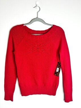 Lauren Ralph Lauren Christmas Red Beaded Snowflake Preppy Sweater Festive S NWT